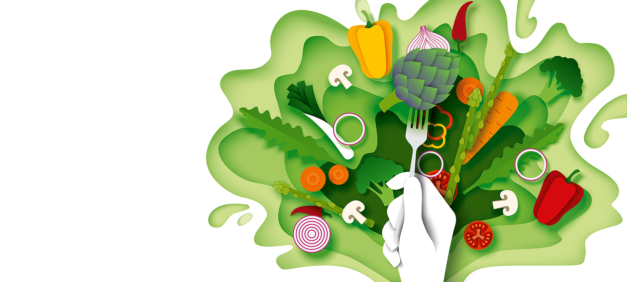 Vegan + Januar = Veganuary - Gafik mit vegetarischen Lebensmitteln